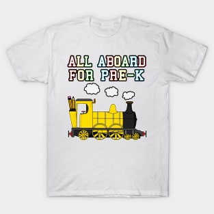 All Aboard For Pre-K Steam Train (Yellow) T-Shirt